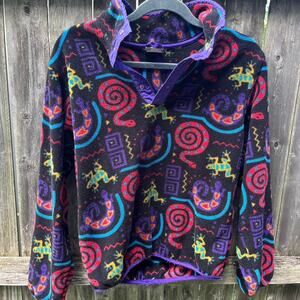 Vintage llbean purple and black fleece